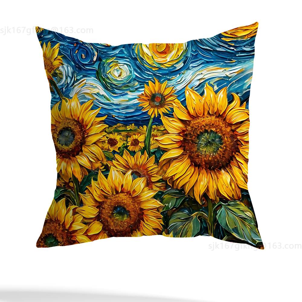 Van Gogh Pillow Case Sofa Living Room Bedroom Headboard Backrest Cushion Square Cushion Nap Time