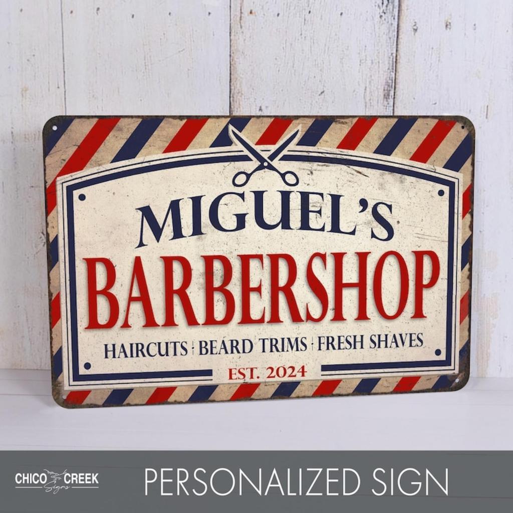 Personalized Barber Shop Metal Sign Wall Decor Custom Tin Plate Art