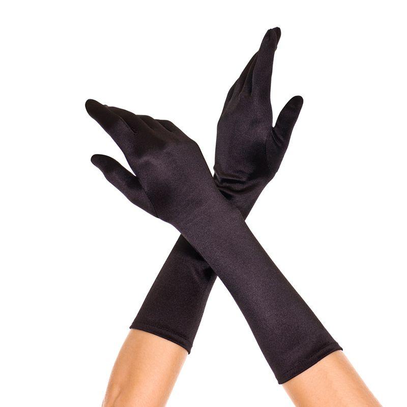 

High-End Bride Weddings Etiquette Mercerizing Satin Face Sleeve Cover Elbow 38cm Five Finger Finger Outdoor Sun Protection Black One size