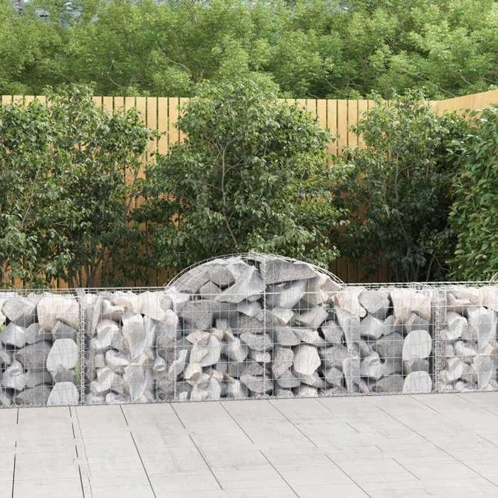 VidaXL Paniers à gabions arqués 10 pcs 200x50x60/80 cm Fer galvanisé, gabion, cage de gabion, panier de mur de gabion, mur 3146286