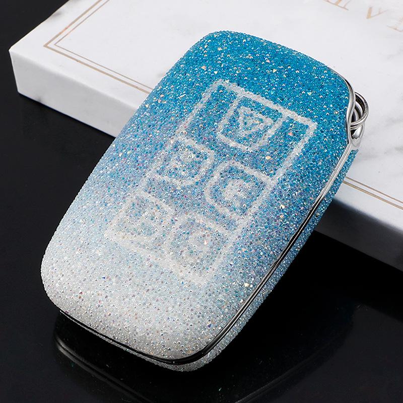 Range Rover & Jaguar Car Key Case with Diamond-Studded Buckle for Evoque, Velar, Discovery, Freelander, XFL, XEL