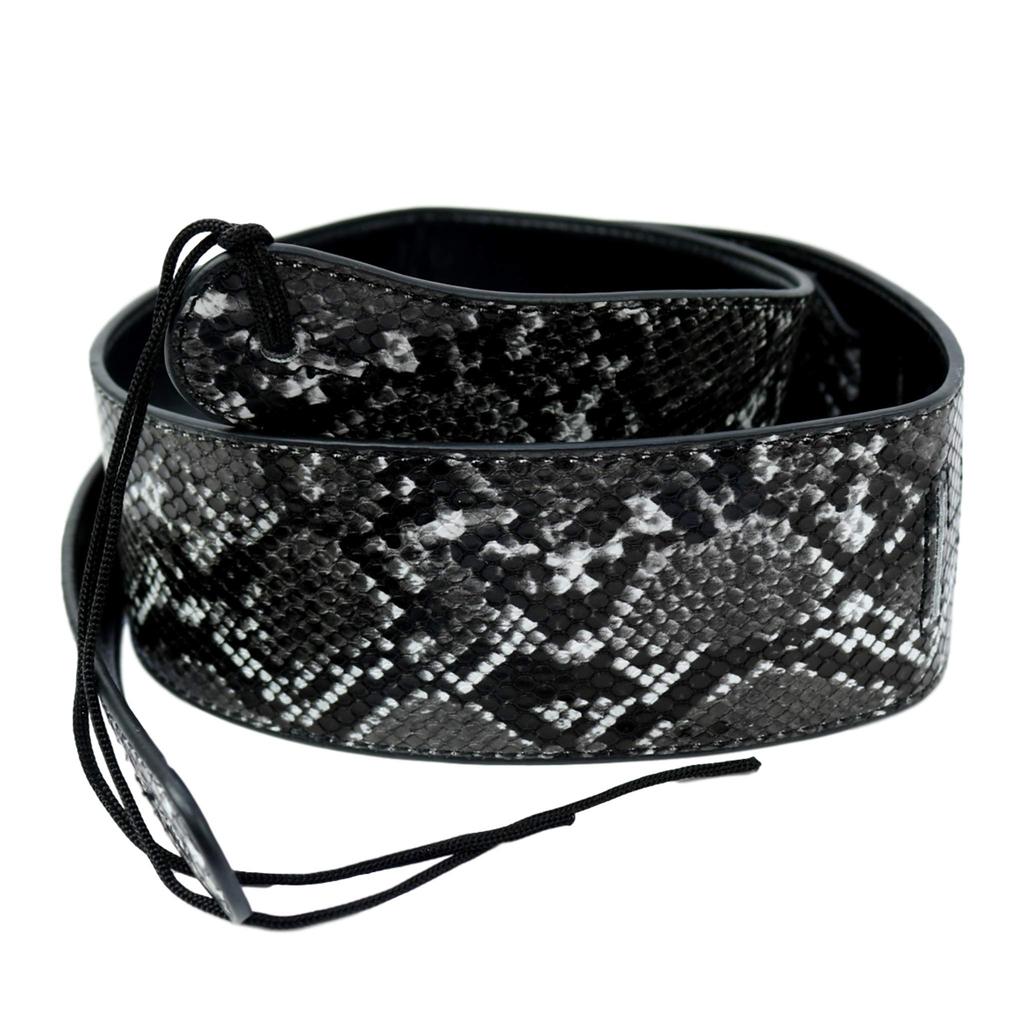 LP-works Gray Python Guitar Strap, Adjustable PU Leather Snake Print, Stylish and Cool for Bass, Folk, Acoustic, and Classical Electric Guitars