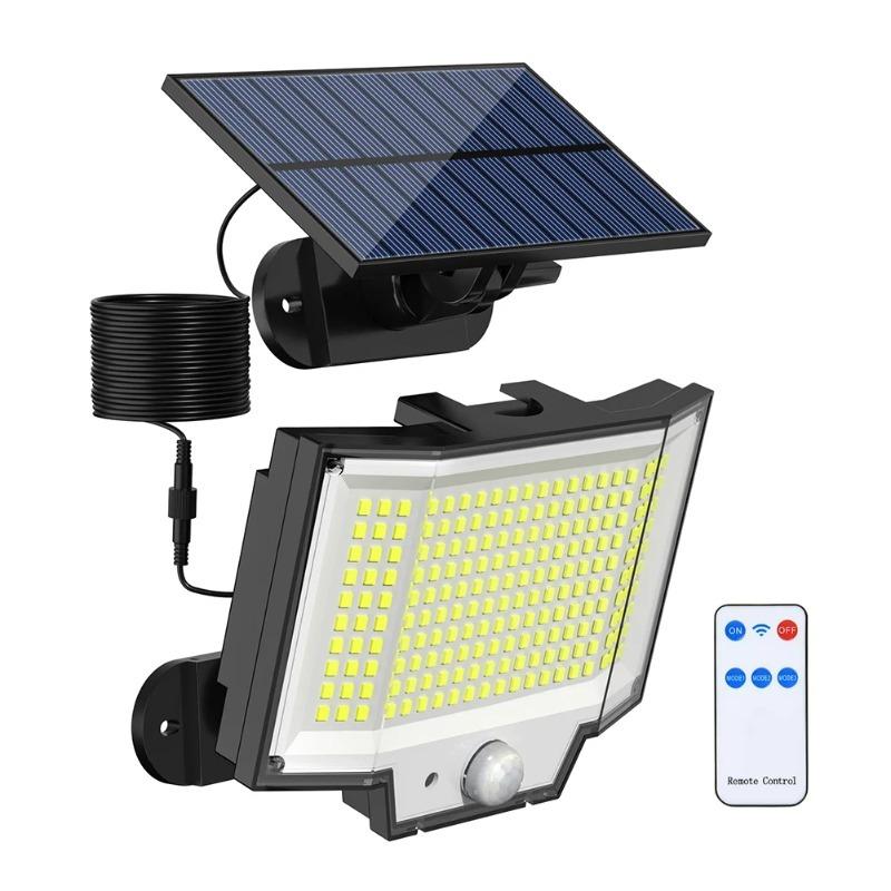 

Солнечное наружное освещение с дистанционным управлением 200 светодиодов Освещение лампы на солнечной энергии Автоматическая зарядка Датчик движения Освещение Разделенный корпус 1pcs