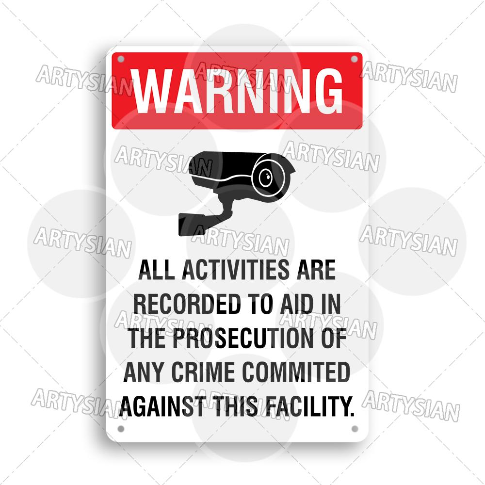 CCTV Surveillance Metal Sign Shop Security Plaque Camera Monitoring Shoplifting Warning Crime Deterren Safety Alert 24-Hour
