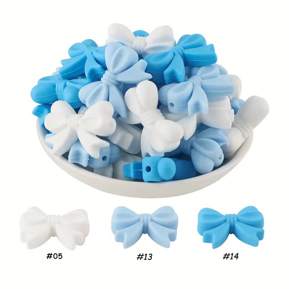 10/38/45PCS Bow Silicone Bead Set, 12mm/15mm, suitable for DIY handmade making, keychains, jewelry, bracelets, necklaces, etc