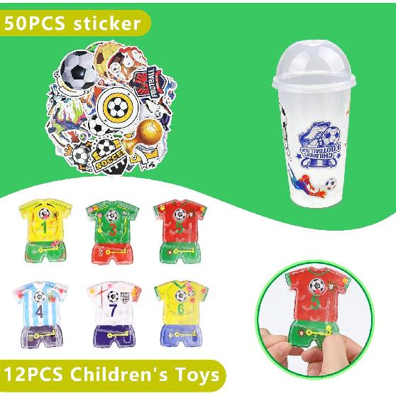 166 Pcs Soccer Party Favors for 12 People Party Supplies with Cup Straw Stress Ball Keychain Sticker Silicone Wristbands Whistle Goodie Bags for Kids