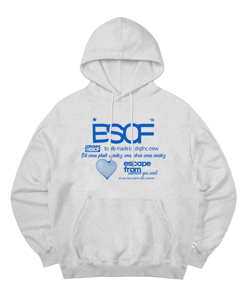 Escape From Blue Heart Crew Collection Print Hoodie White Melange M