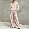 Women's Two Piece Outfit Hooded Sweatshirt Wide Leg Pants Casual Sporty Set