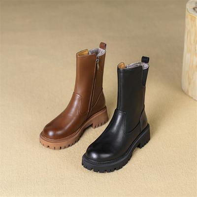 Fashion New Winter Genuine Leather Women Boots Shoes for Women Wool Boots High Heels Botines Mujer Platform Shoes Chelsea Snow Boots