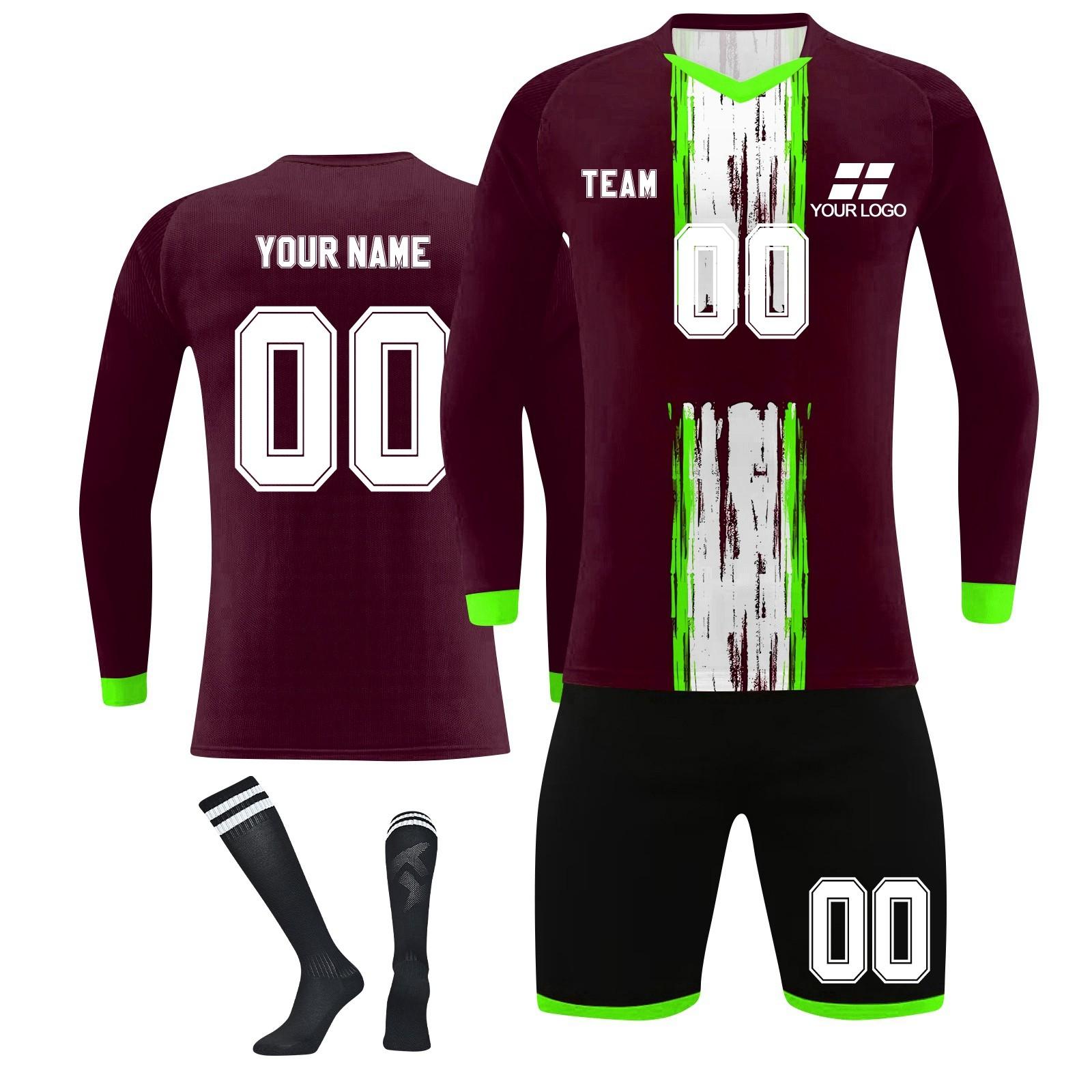 

Комплект персонализированных рубашек для мужчин и девочек с именем и номером, футбольные майки на заказ для мальчиков, тренировочный костюм 24 винный