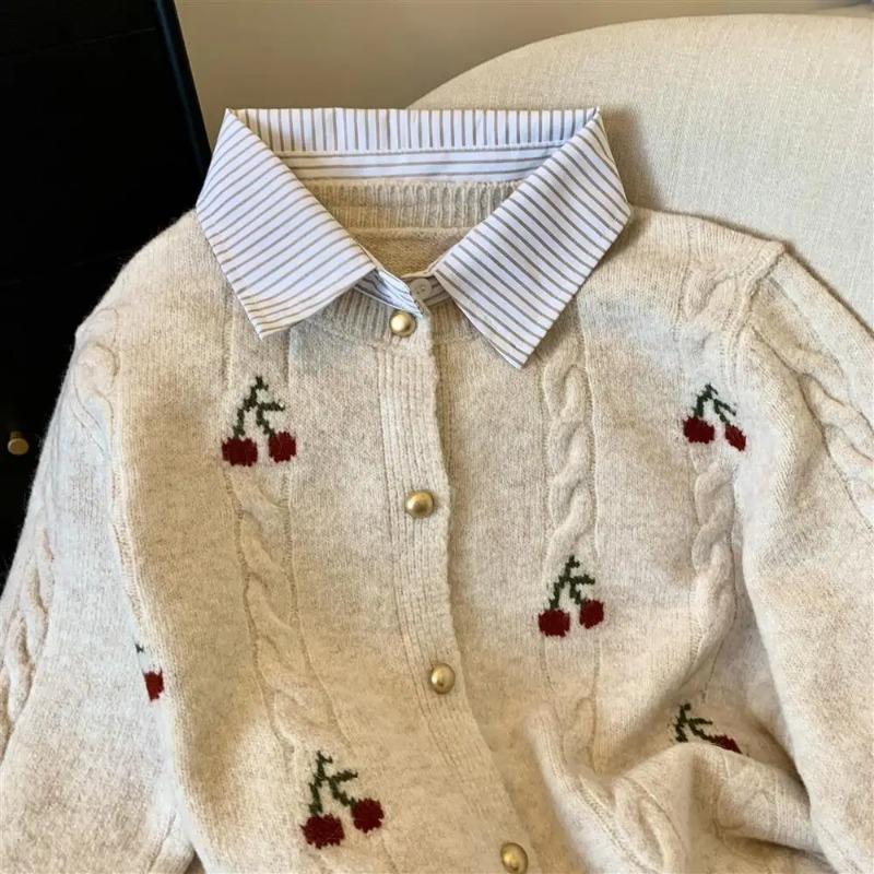 Autumn Winter Fashion Women's Elegant Knitted Cardigan Flip Collar Casual Solid Color Thick Warm Sweater Jumper
