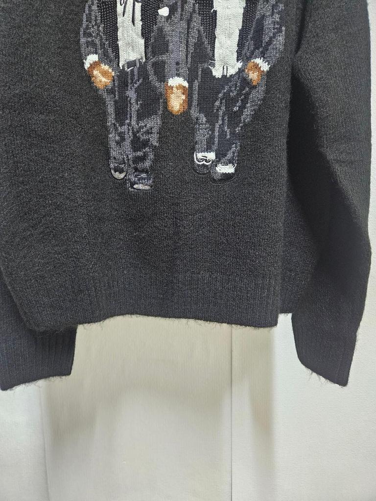 Maglione di lana Autunno/Inverno: Design con Orso Doppio, Girocollo, Versatile, Stile Accademico Ringiovanente per Donne