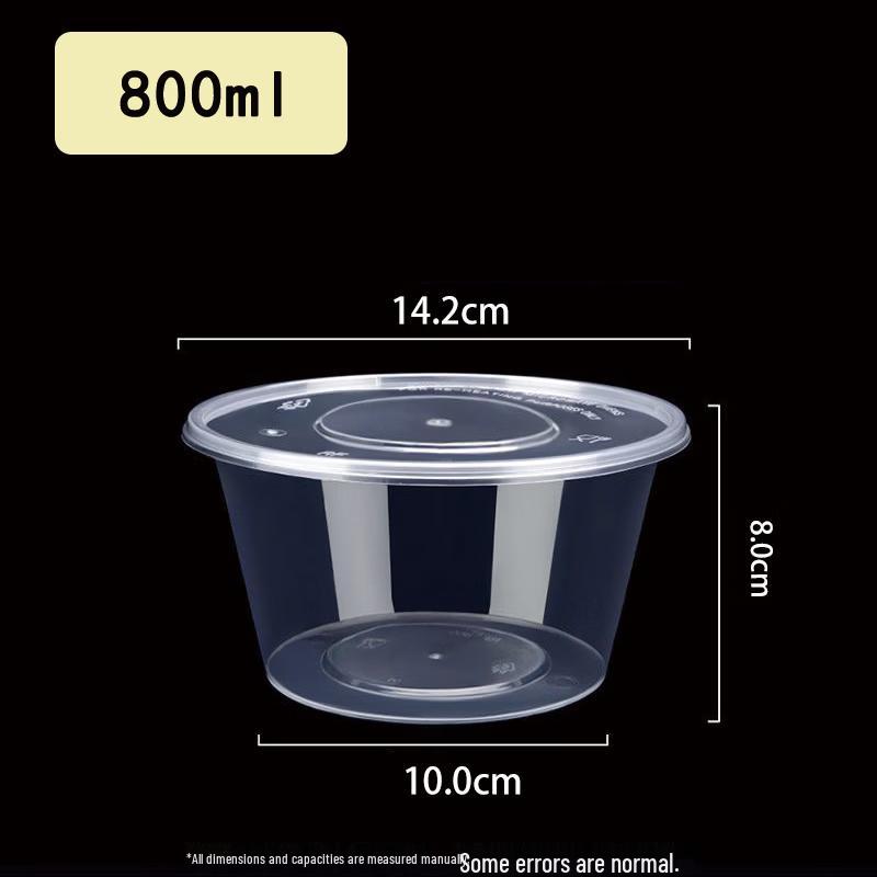 Disposable Round Transparent Plastic Takeaway Food Containers