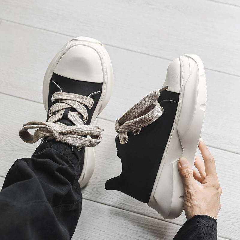 High Top Women Sneaker Quality Black Ankle Boot Brand Men Shoe Casual Fashion Zipper Metal Platform Canvas Street Shoe Men