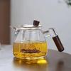Hexagonal Glass Teapot with Wooden Handle