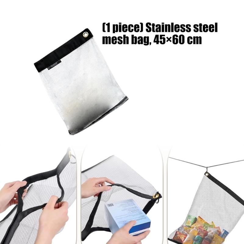 Stainless Steel Meshes Bag Wire Meshes Hanging Food Storage Bags Rodents Proof Bear Pouches For Outdoor Camping Hiking
