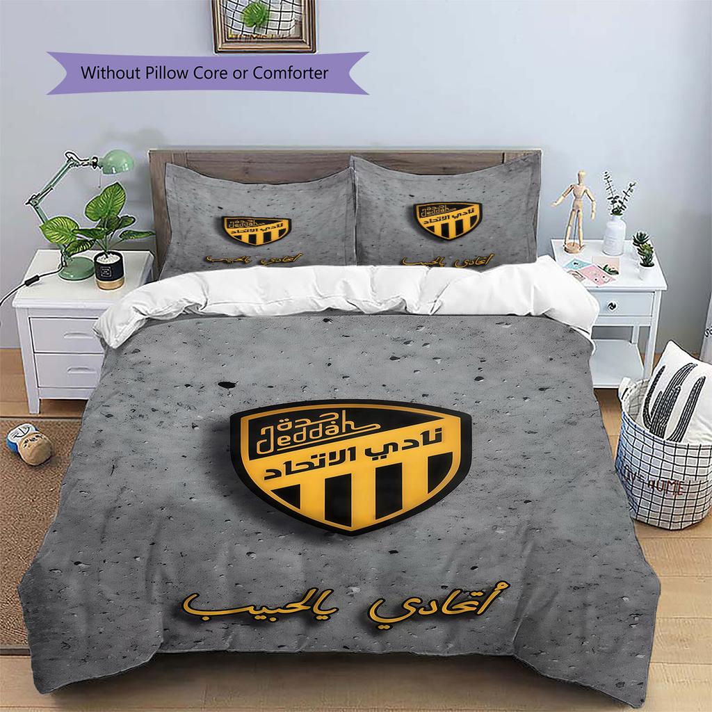 Al-Ittihad FC Pattern Bedding,Quilt Set Quilt Cover Pillowcase Home Birthday Gift(1 * duvet cover + 2 * pillowcase, without core)
