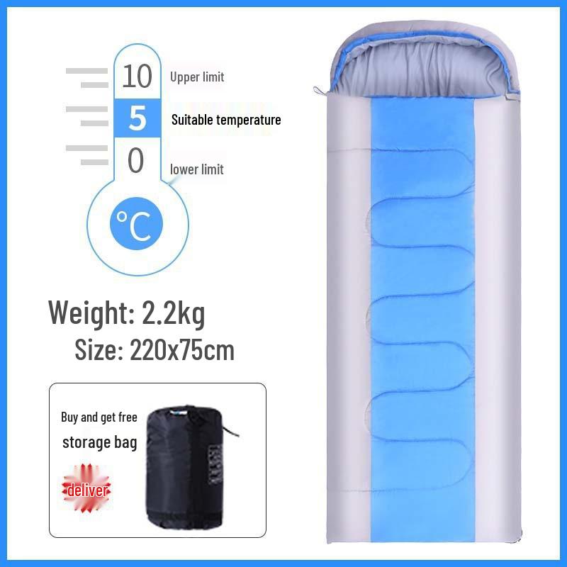 Outdoor Camping Portable Envelope Sleeping Bag - Dirt-Proof, Warm, Thick, Pure Cotton for Adults