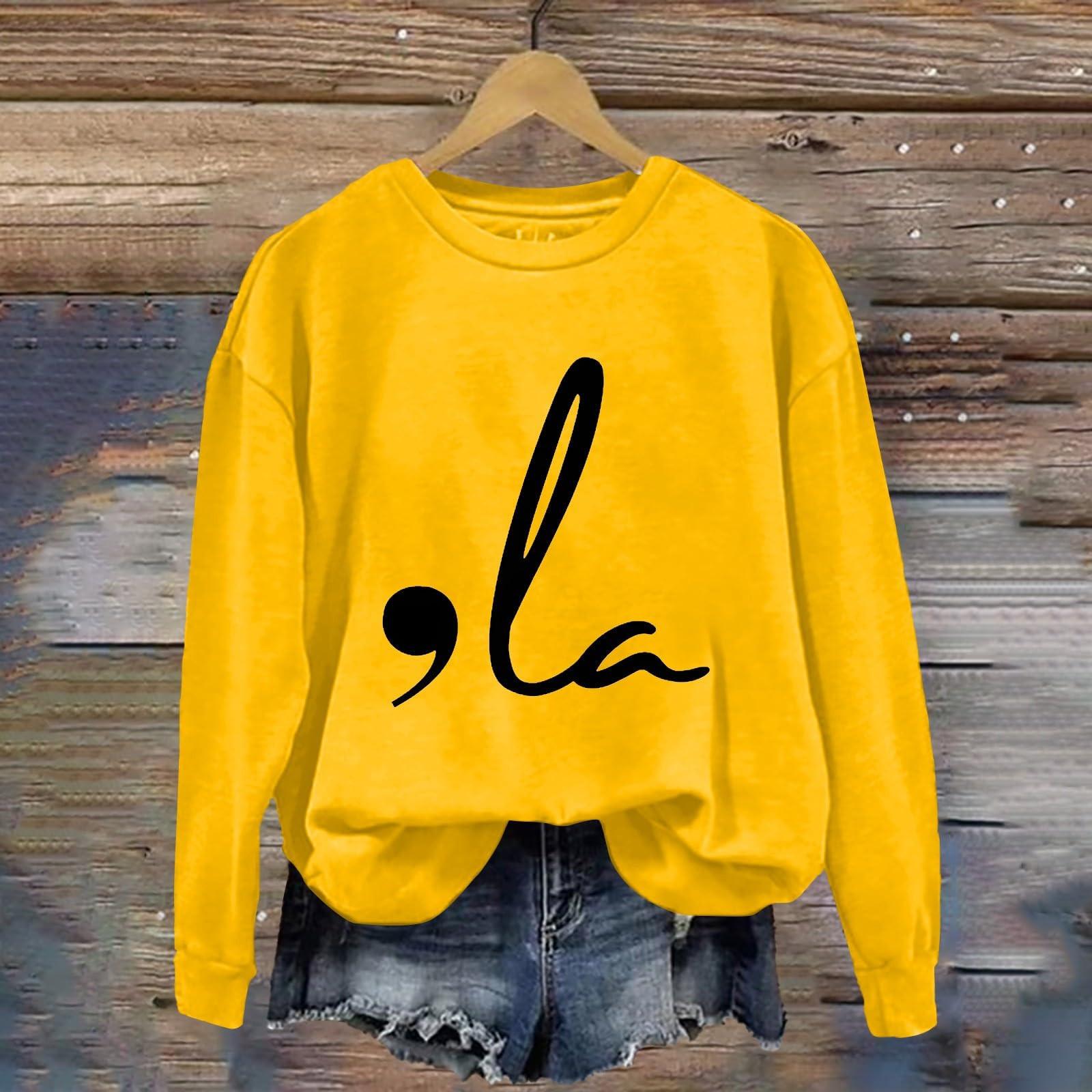 

Женская мода повседневная толстовка с длинным рукавом и круглым вырезом с принтом XL жёлтый