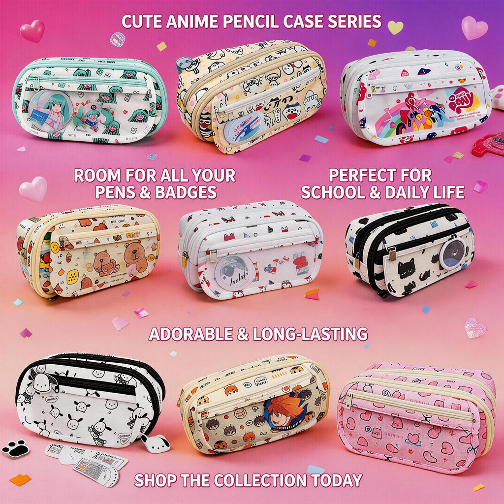 Hatsune Miku Pencil Case Cute Anime Cosplay Large Capacity Stationery Bag For School Student Multi Layer Makeup Storage Pouch