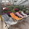 Outdoor Folding Recliner Chair with Leg Rest and 4-Position Adjustable Cotton Seat for Camping and Picnics