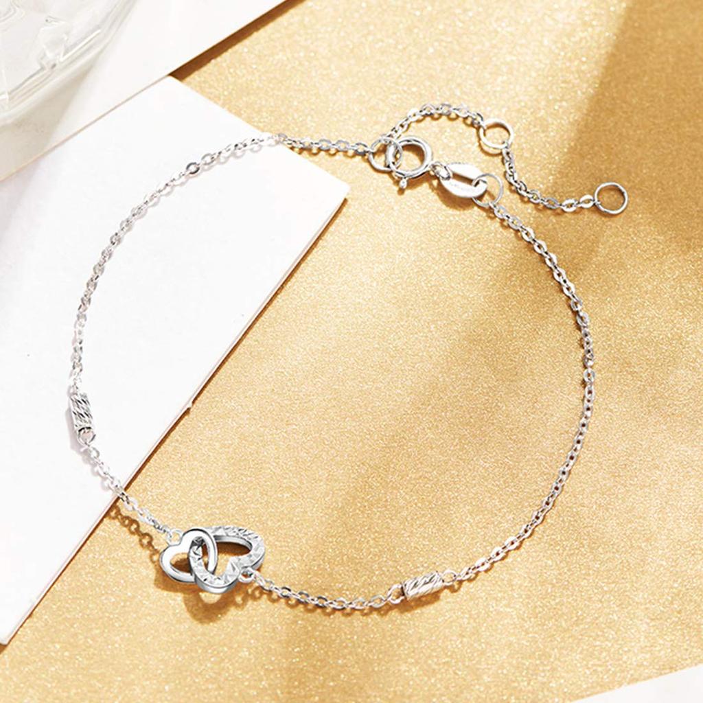 FANCIME Platinum Bracelet for Heart Double Gift Wrapping Included Women, Pendant, Loop, Pt950, Mother's Day, Christmas, Birthday, Anniversary,