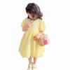 Girls' Summer Dress Solid Color Sweet Dress Short Sleeved Princess Dress Fluffy Dress for Children Clothing