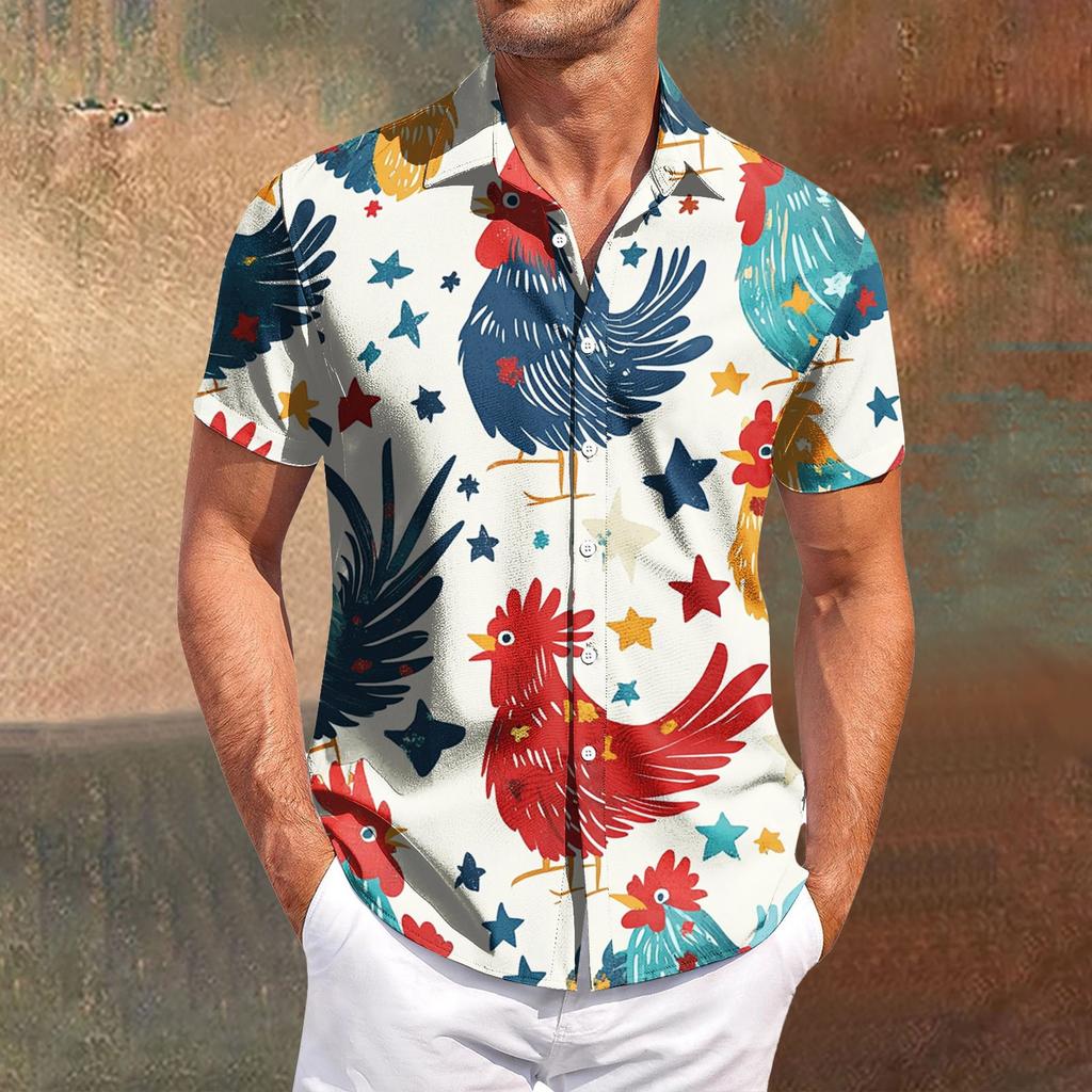 Pánské ležérní tričko s krátkým rukávem, úzké módní pánské s kostkovaným potiskem