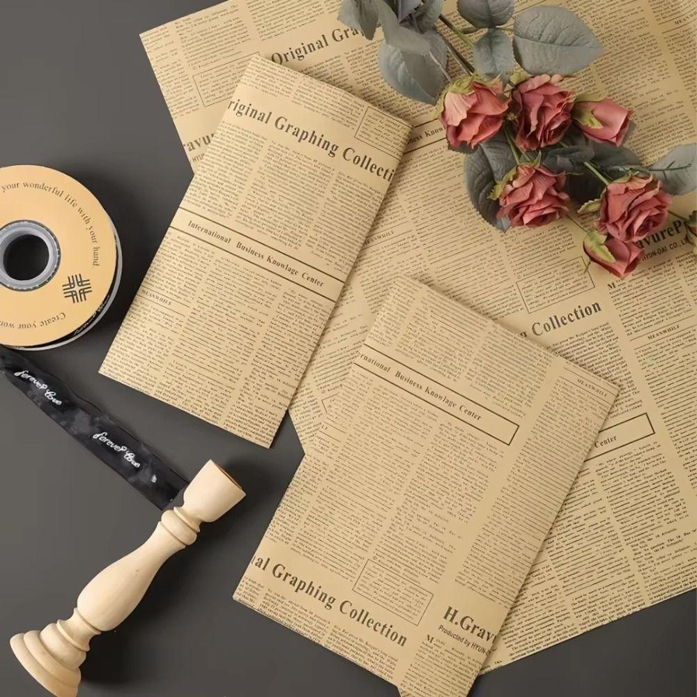 45Pcs Retro English Bouquet Kraft Wrapping Paper Gift Decorative Paper  Wedding Decoration