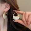 Imitation pearl bag silver needle stud earrings French simple geometric earrings