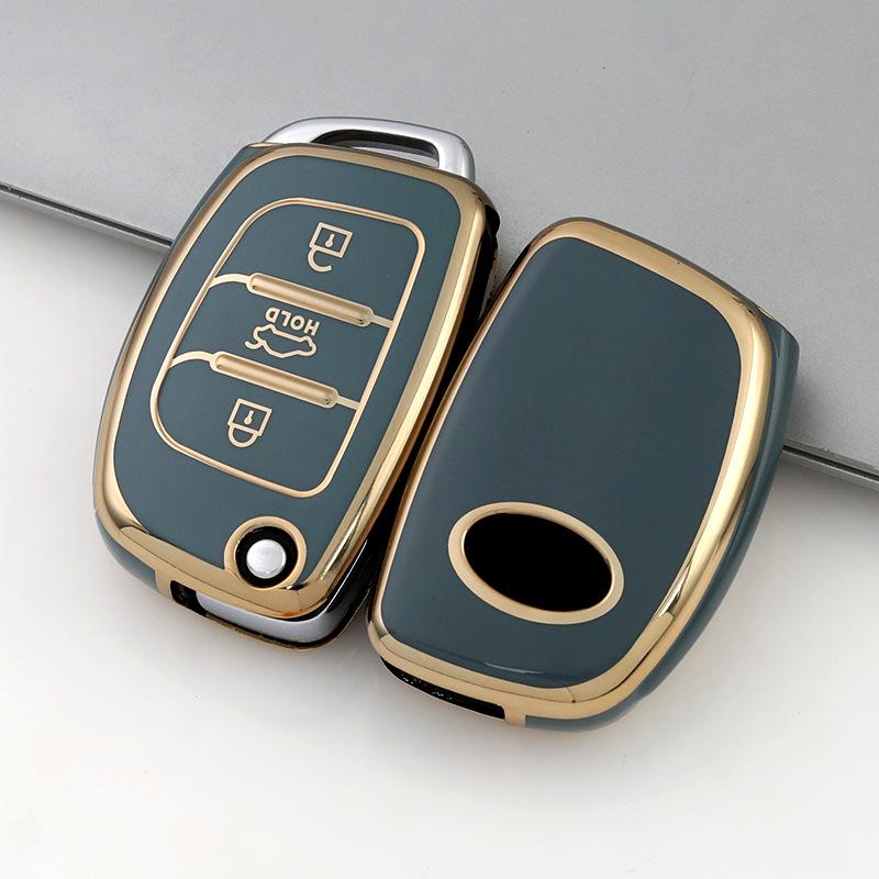 TPU Gold Edge Key Cover for Hyundai Elantra, Avante, Mistra, Tucson