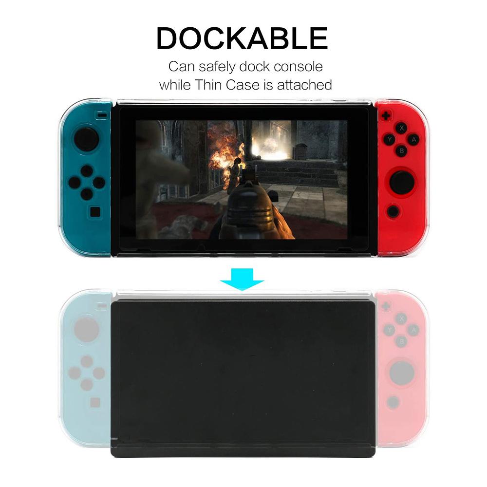 Dockable Clear Hard Case for Nintendo Switch 3In1 Protective Case Cover for Nintendo Switch & Joycon Controller with Grip Cover
