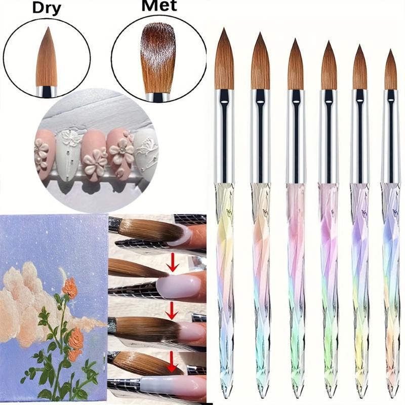 6-teiliges Acrylnagelbürsten-Set, Professionelle Nagelbürsten für Acrylanwendung Acrylpulver Nagelverlängerung und 3D-Nageldesign