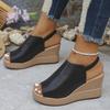 Fashion Gold Platform Wedge Sandals for Women Open Toe Thick Sole Summer Beach Shoes Woman Fashion Elastic Ankle Strap High Heel Sandals