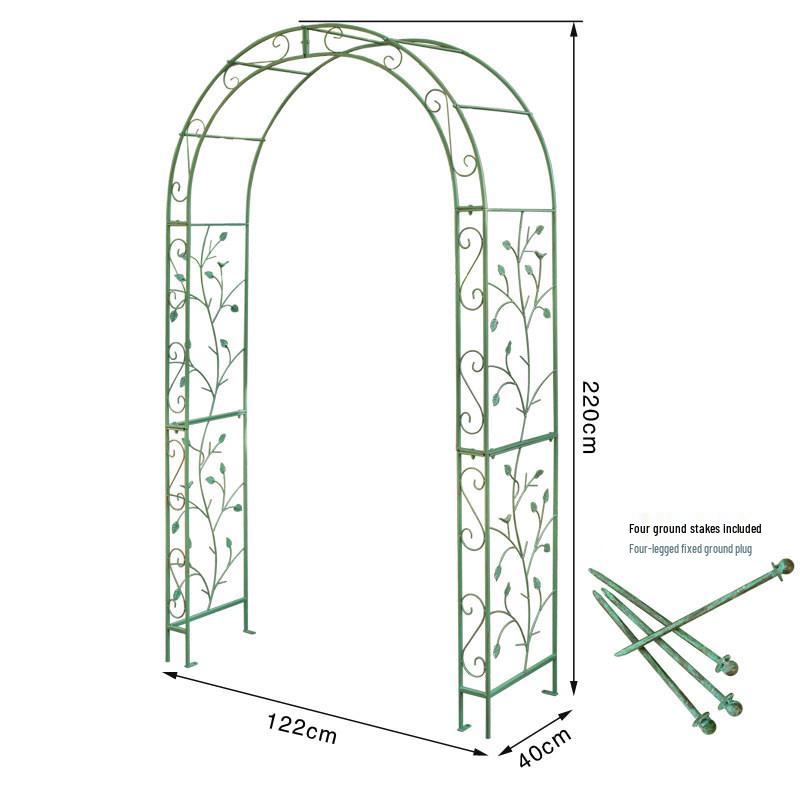 American Wrought Iron Garden Arch Flower Stand & Climbing Frame with Base Tray for Terrace and B&B Decor