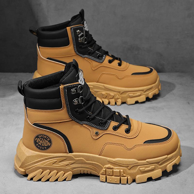Men's shoes autumn 2024 new high-top tooling boots men's trend versatile thick-soled heightening outdoor desert Martin boots