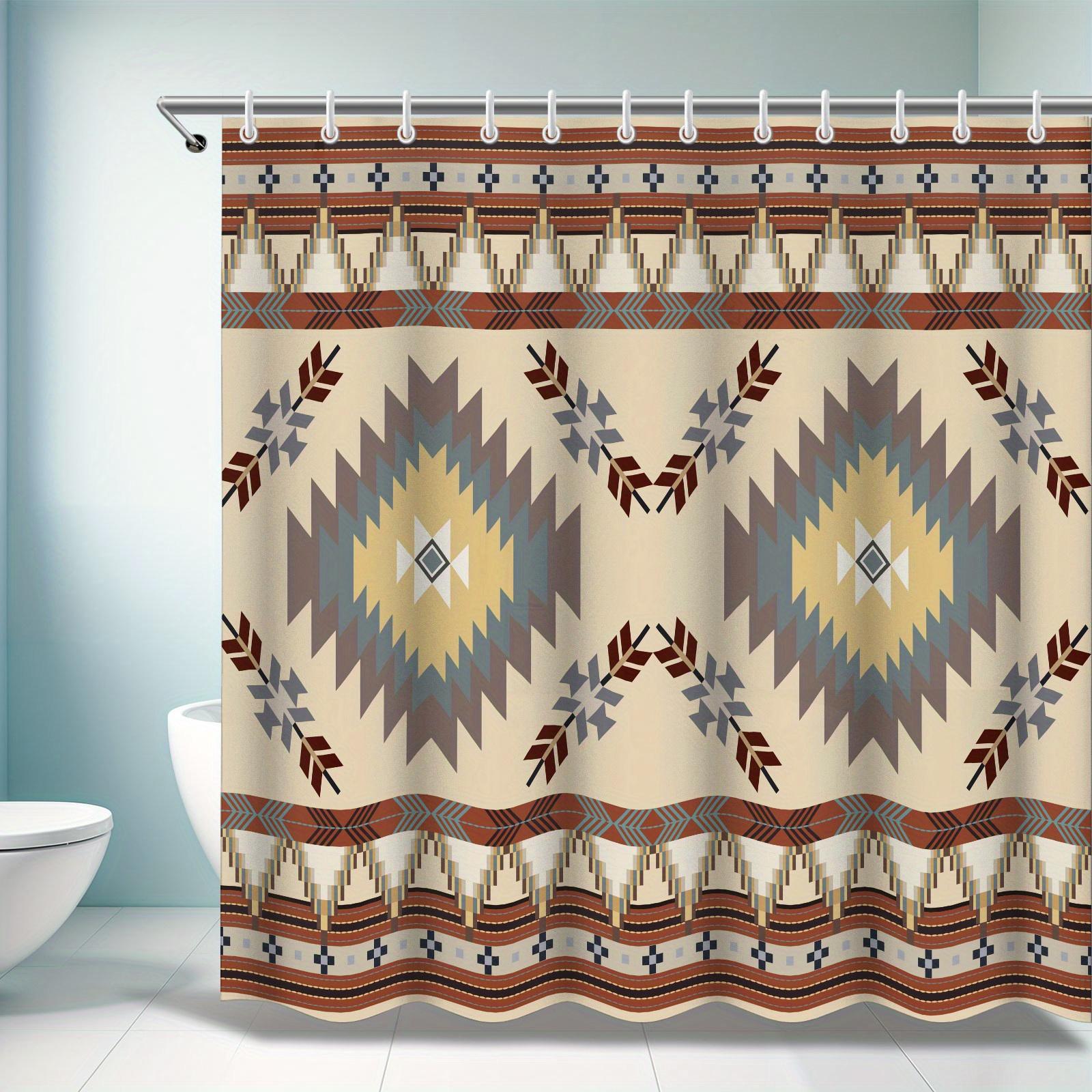 Polyester Western Tribal Shower Curtain  Abstract Geometric Retro Nation Native American Bathroom Decor Shower Curtain W90xH180cm