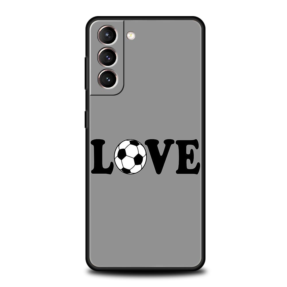 Phone Case For Samsung Galaxy S25 Edge S24 S23 S22 S21 Ultra S20 FE 5G S10 S10E S9 Plus Soft TPU Cover Soccer Heartbeat