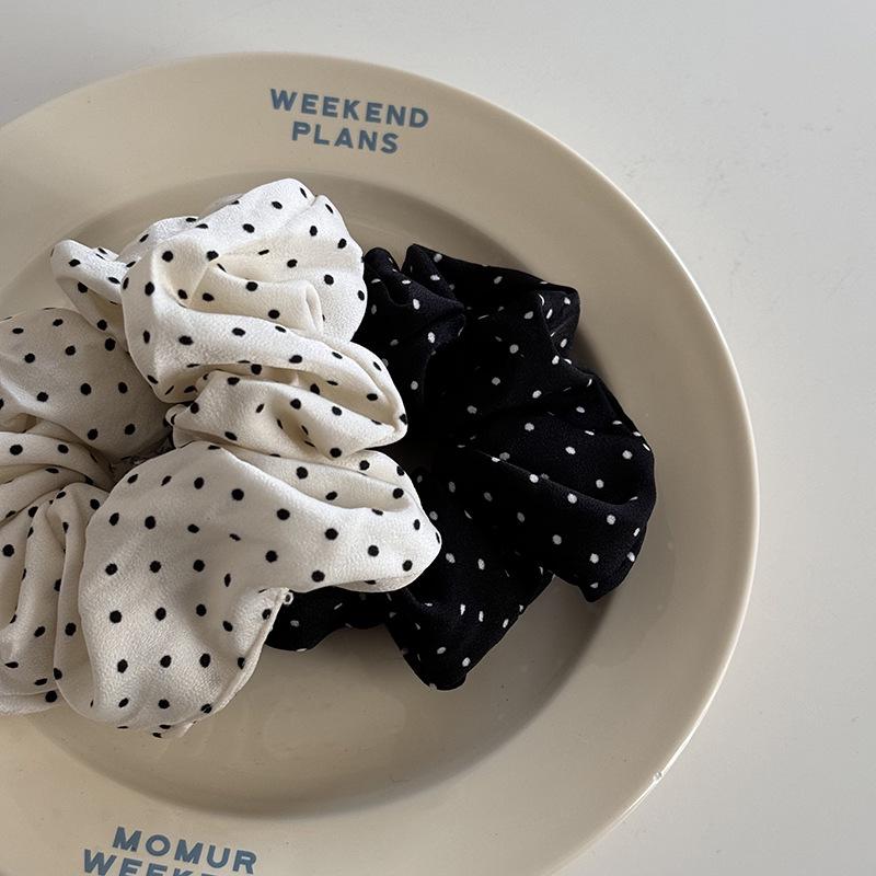Chic French Polka Dot Scrunchie - Stylish Hair Tie Accessory