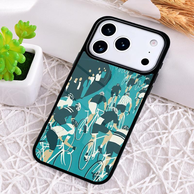 Cycling Heartbeat Bike Phone Case for iPhone 17 Air 16 15 11 12 14 13 Pro Max Shockproof Cover