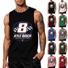 Men Sleeveless Tank Top Racing Graphic Print Muscle Fit Casual Summer Shirt Lightweight Breathable Fabric