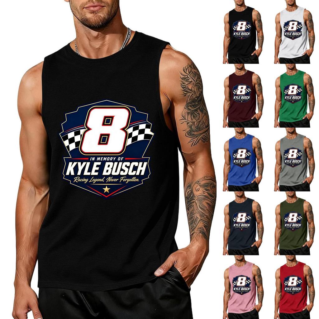Men Sleeveless Tank Top Racing Graphic Print Muscle Fit Casual Summer Shirt Lightweight Breathable Fabric