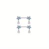 2pc Stainless Steel Flower Drop Oil Straight Nail Kitten Zircon Body Piercing Nipple Ring Jewelry