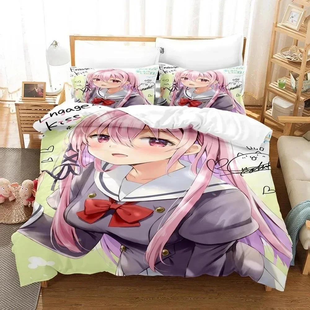 3D Print Anime Bed Sheet Set Engage Kiss Bedding Set Single Twin Full Queen King Size Bed Set Adult Kid Bedroom Duvet Cover Sets