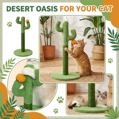 Cactus Cats Scratching Post, Natural Sisal Cats Scratcher With Stable Base, Interactive Cats Scratching Toy For Indoor Cats, 2 Sizes Available