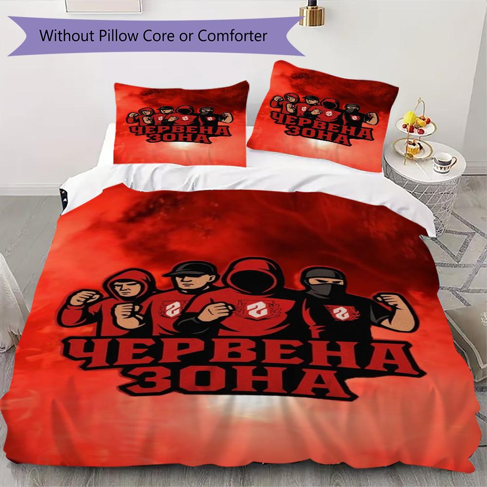 PFC CSKA Sofia Pattern Bedding Uilt Set Uilt Cover Pillowcase Home Decoration Birthday Gift (1 * Duvet Cover + 2 * Pillowcase Without Core)