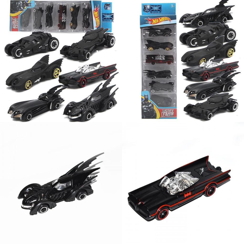 Conjunto Clássico de 6 Carros Die-cast Hot Wheels Dc Comics Batman Batmóvel Para Crianças e Adultos