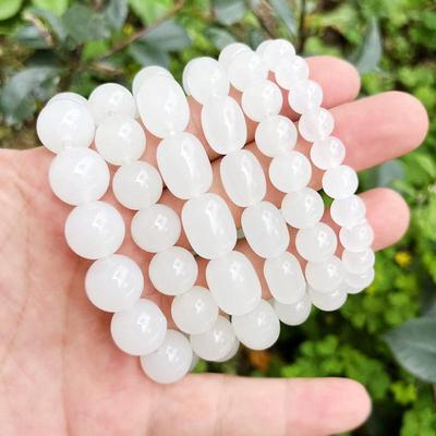 White Marble Hetian Jade Imitation Bead Bracelet – Versatile and Elegant