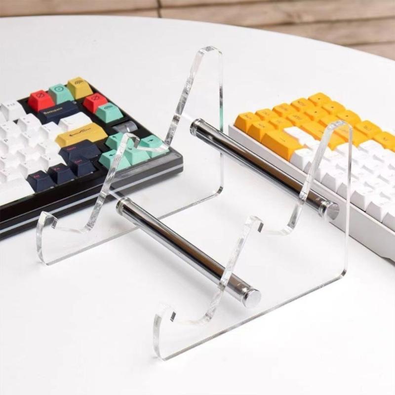 Clear Acrylic Tiers Keyboards Holder Detachable Modern Design Sturdy Platinums Iron Base For Workspaces Organization