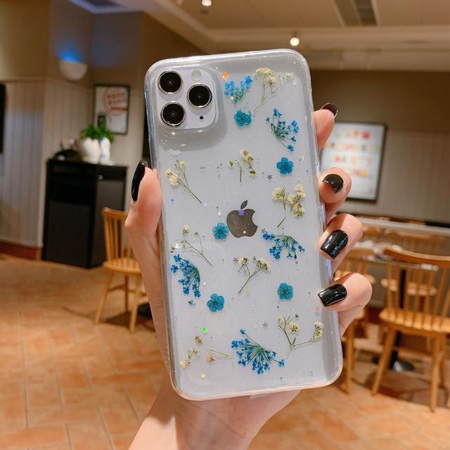 Trockene Blume Transparente Handyhülle für Iphone 11 12 13 14 Mini Pro Max Xs X Xr 7 8 Plus Se 2020 Weiche stoßfeste Hüllen Abdeckung